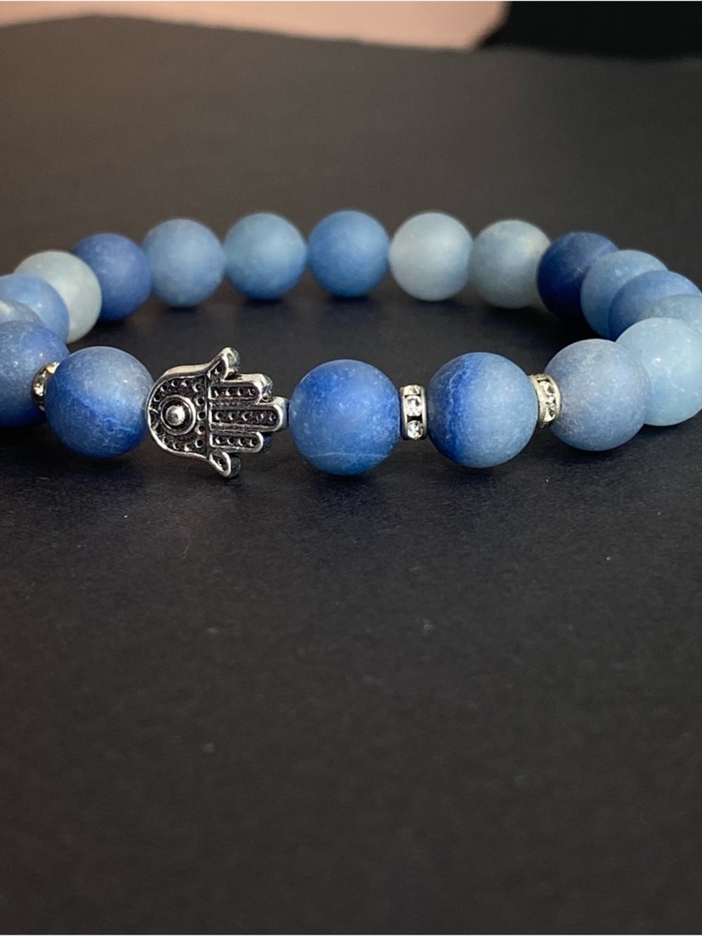 Frosted Aventurine Hamsa Beaded Stretch Bracelet - Women's Jewelry